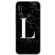 Xiaomi Mi Max 3 Siyah Mermer Desenli L Harfi Baskılı Uyumlu Silikon Kılıf