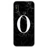 Xiaomi Mi Max 3 Siyah Mermer Desenli O Harfi Baskılı Uyumlu Silikon Kılıf