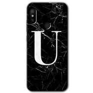 Xiaomi Mi Max 3 Siyah Mermer Desenli Ü Harfi Baskılı Uyumlu Silikon Kılıf