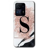 Xiaomi Mi Mix 4 Pembe Mermer Desenli Ş Harfi Baskılı Uyumlu Silikon Kılıf