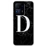 Xiaomi Mi Mix 4 Siyah Mermer Desenli D Harfi Baskılı Uyumlu Silikon Kılıf