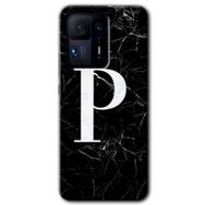 Xiaomi Mi Mix 4 Siyah Mermer Desenli P Harfi Baskılı Uyumlu Silikon Kılıf