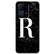 Xiaomi Mi Mix 4 Siyah Mermer Desenli R Harfi Baskılı Uyumlu Silikon Kılıf