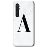 Xiaomi Mi Note 10 Lite Beyaz Mermer Desenli A Harfi Baskılı Uyumlu Silikon Kılıf