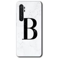 Xiaomi Mi Note 10 Lite Beyaz Mermer Desenli B Harfi Baskılı Uyumlu Silikon Kılıf
