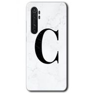 Xiaomi Mi Note 10 Lite Beyaz Mermer Desenli C Harfi Baskılı Uyumlu Silikon Kılıf