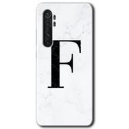 Xiaomi Mi Note 10 Lite Beyaz Mermer Desenli F Harfi Baskılı Uyumlu Silikon Kılıf