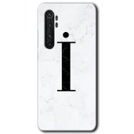Xiaomi Mi Note 10 Lite Beyaz Mermer Desenli I Harfi Baskılı Uyumlu Silikon Kılıf