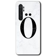 Xiaomi Mi Note 10 Lite Beyaz Mermer Desenli Ö Harfi Baskılı Uyumlu Silikon Kılıf