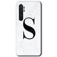 Xiaomi Mi Note 10 Lite Beyaz Mermer Desenli S Harfi Baskılı Uyumlu Silikon Kılıf