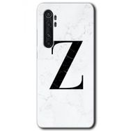Xiaomi Mi Note 10 Lite Beyaz Mermer Desenli Z Harfi Baskılı Uyumlu Silikon Kılıf
