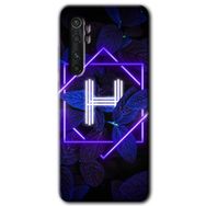 Xiaomi Mi Note 10 Lite Dark Neon Yaprak H Harfi Baskılı Uyumlu Silikon Kılıf
