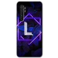 Xiaomi Mi Note 10 Lite Dark Neon Yaprak L Harfi Baskılı Uyumlu Silikon Kılıf