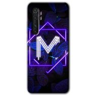 Xiaomi Mi Note 10 Lite Dark Neon Yaprak M Harfi Baskılı Uyumlu Silikon Kılıf