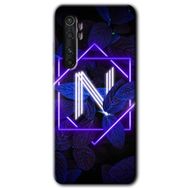 Xiaomi Mi Note 10 Lite Dark Neon Yaprak N Harfi Baskılı Uyumlu Silikon Kılıf