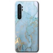 Xiaomi Mi Note 10 Lite Mavi Gold Mermer Baskılı Uyumlu Silikon Kılıf