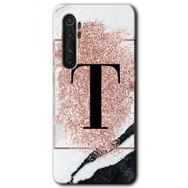 Xiaomi Mi Note 10 Lite Pembe Mermer Desenli T Harfi Baskılı Uyumlu Silikon Kılıf