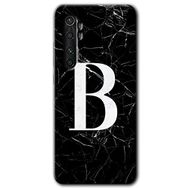 Xiaomi Mi Note 10 Lite Siyah Mermer Desenli B Harfi Baskılı Uyumlu Silikon Kılıf