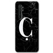 Xiaomi Mi Note 10 Lite Siyah Mermer Desenli C Harfi Baskılı Uyumlu Silikon Kılıf