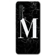 Xiaomi Mi Note 10 Lite Siyah Mermer Desenli M Harfi Baskılı Uyumlu Silikon Kılıf