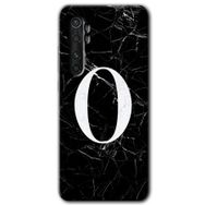Xiaomi Mi Note 10 Lite Siyah Mermer Desenli Ö Harfi Baskılı Uyumlu Silikon Kılıf