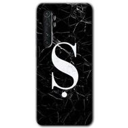 Xiaomi Mi Note 10 Lite Siyah Mermer Desenli S Harfi Baskılı Uyumlu Silikon Kılıf