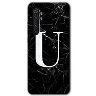 Xiaomi Mi Note 10 Lite Siyah Mermer Desenli Ü Harfi Baskılı Uyumlu Silikon Kılıf