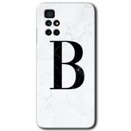 Xiaomi Redmi 10 Beyaz Mermer Desenli B Harfi Baskılı Uyumlu Silikon Kılıf
