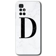Xiaomi Redmi 10 Beyaz Mermer Desenli D Harfi Baskılı Uyumlu Silikon Kılıf