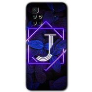 Xiaomi Redmi 10 Dark Neon Yaprak J Harfi Baskılı Uyumlu Silikon Kılıf