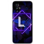 Xiaomi Redmi 10 Dark Neon Yaprak L Harfi Baskılı Uyumlu Silikon Kılıf