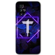 Xiaomi Redmi 10 Dark Neon Yaprak T Harfi Baskılı Uyumlu Silikon Kılıf