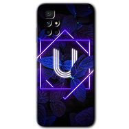 Xiaomi Redmi 10 Dark Neon Yaprak Ü Harfi Baskılı Uyumlu Silikon Kılıf