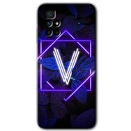 Xiaomi Redmi 10 Dark Neon Yaprak V Harfi Baskılı Uyumlu Silikon Kılıf