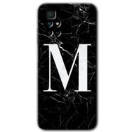Xiaomi Redmi 10 Siyah Mermer Desenli M Harfi Baskılı Uyumlu Silikon Kılıf