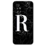 Xiaomi Redmi 10 Siyah Mermer Desenli R Harfi Baskılı Uyumlu Silikon Kılıf