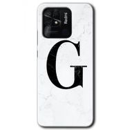 Xiaomi Redmi 10C Beyaz Mermer Desenli G Harfi Baskılı Uyumlu Silikon Kılıf