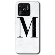 Xiaomi Redmi 10C Beyaz Mermer Desenli M Harfi Baskılı Uyumlu Silikon Kılıf