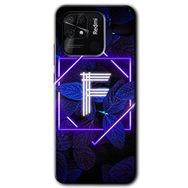 Xiaomi Redmi 10C Dark Neon Yaprak F Harfi Baskılı Uyumlu Silikon Kılıf
