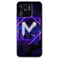 Xiaomi Redmi 10C Dark Neon Yaprak M Harfi Baskılı Uyumlu Silikon Kılıf