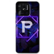 Xiaomi Redmi 10C Dark Neon Yaprak P Harfi Baskılı Uyumlu Silikon Kılıf