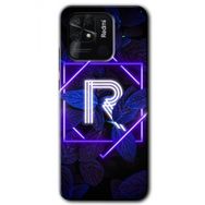 Xiaomi Redmi 10C Dark Neon Yaprak R Harfi Baskılı Uyumlu Silikon Kılıf