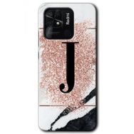 Xiaomi Redmi 10C Pembe Mermer Desenli J Harfi Baskılı Uyumlu Silikon Kılıf