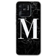 Xiaomi Redmi 10C Siyah Mermer Desenli M Harfi Baskılı Uyumlu Silikon Kılıf