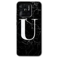 Xiaomi Redmi 10C Siyah Mermer Desenli Ü Harfi Baskılı Uyumlu Silikon Kılıf