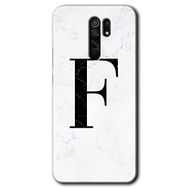 Xiaomi Redmi 9 Beyaz Mermer Desenli F Harfi Baskılı Uyumlu Silikon Kılıf