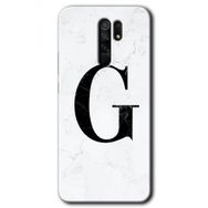 Xiaomi Redmi 9 Beyaz Mermer Desenli G Harfi Baskılı Uyumlu Silikon Kılıf