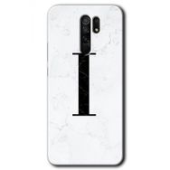 Xiaomi Redmi 9 Beyaz Mermer Desenli I Harfi Baskılı Uyumlu Silikon Kılıf