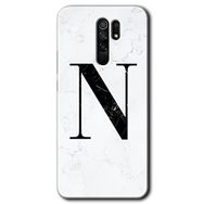 Xiaomi Redmi 9 Beyaz Mermer Desenli N Harfi Baskılı Uyumlu Silikon Kılıf