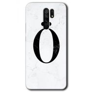 Xiaomi Redmi 9 Beyaz Mermer Desenli O Harfi Baskılı Uyumlu Silikon Kılıf